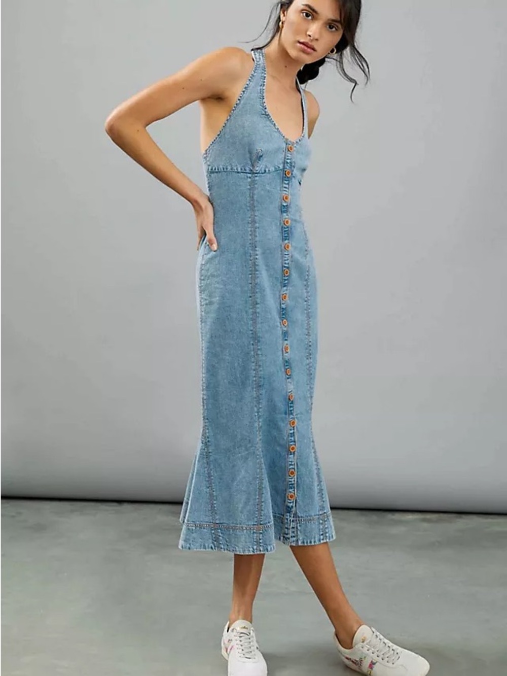 Anthropologie Maeve Annina Denim Midi Dress